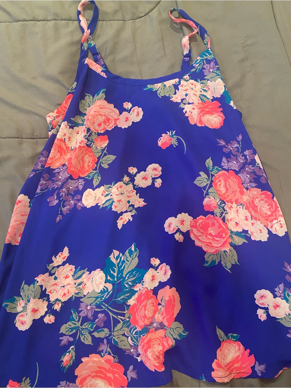 torrid royal blue floral top with pink accents